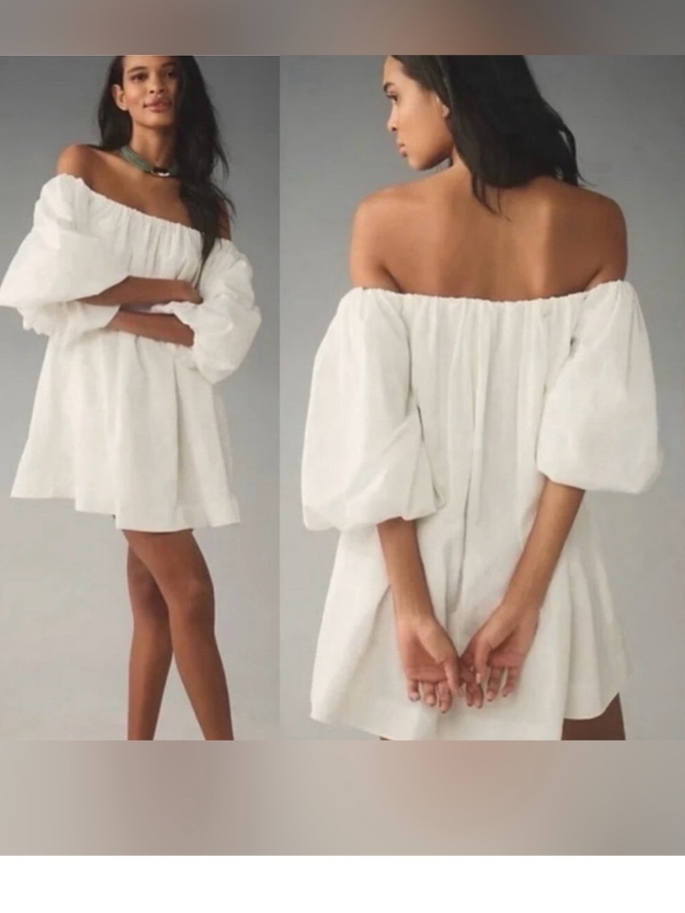 Mare  Mare Off-Shoulder White Puff-Sleeve Mini size S